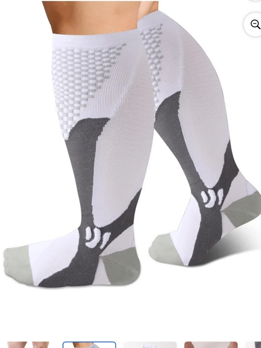 NEW Men's White Athletic Compression Knee-High Socks with Gray Accents Size 3XL